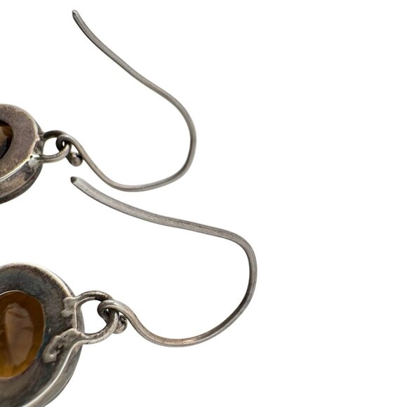 Citrine Mop Shell Sterling Silver Bird Floral Earrings Gemstone Drops 18 Grams - Picture 8 of 11